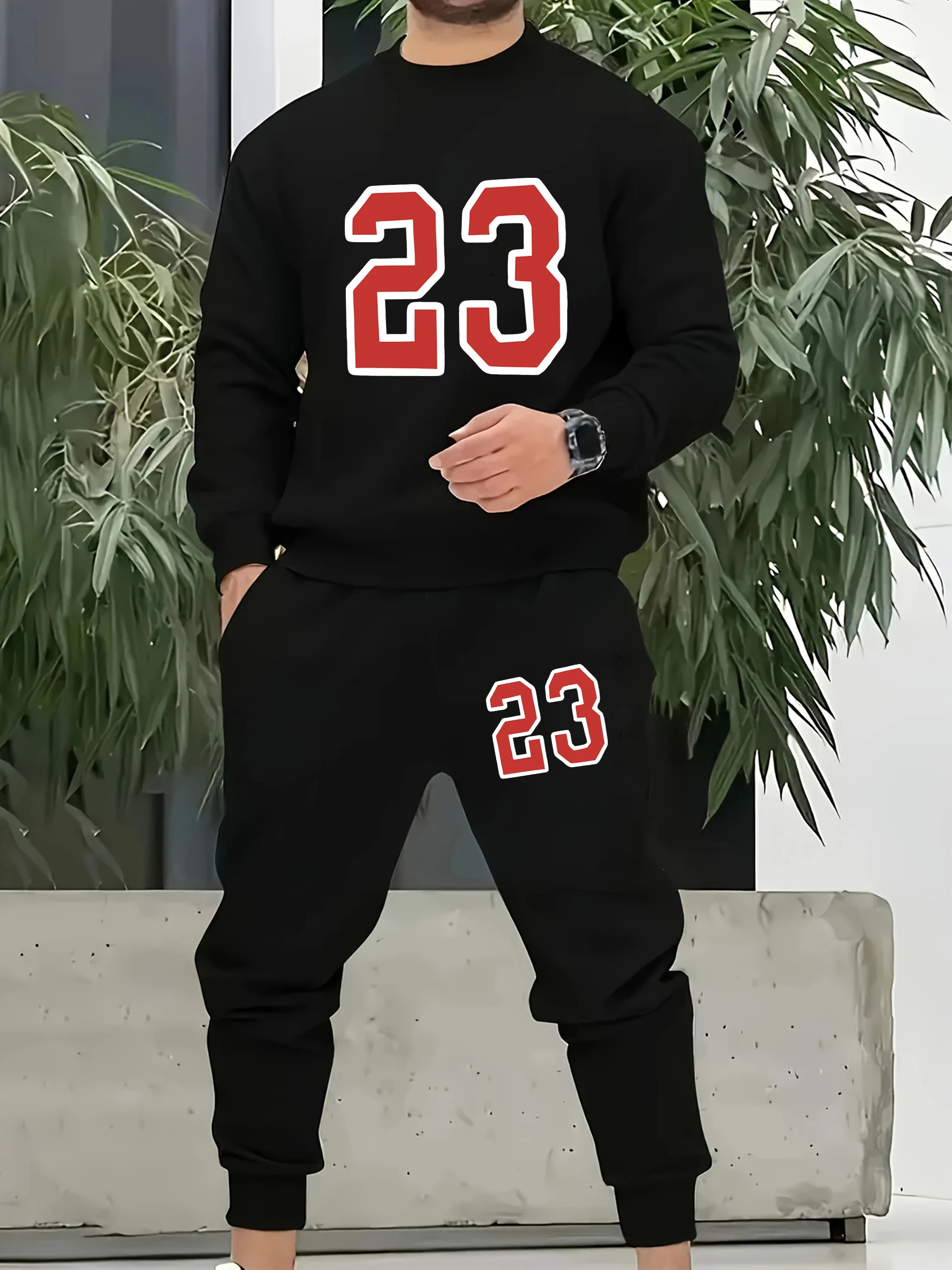 الولايات المتحدة الأمريكية الفن الرقمية 23 طباعة الرجال رياضية عارضة الرجعية جيب السراويل الخريف الصوف الدافئة الرياضية أزياء للجنسين ملابس فضفاضة #1