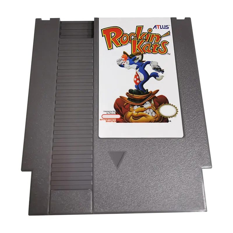 بطاقة ألعاب 8 بت تحتوي على 72 دبابيس Rockin Kats NTSC وpal إصدار خرطوشة ألعاب فيديو لـ NES