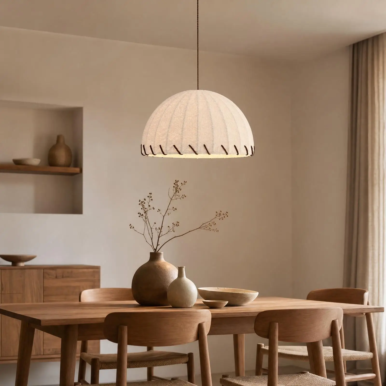 Modern Fabric Ceiling Lamp Black Painted Iron Frame 40cm Drum Shade for Cozy Reading Room Atmosphere