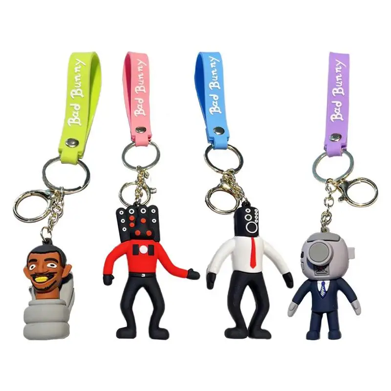 Skibidi Toilet Keychain Funny Women Bag Pendant Jewelry Keyrings Toilet Man Doll Key Chains Car Pendant Children Birthday Gifts