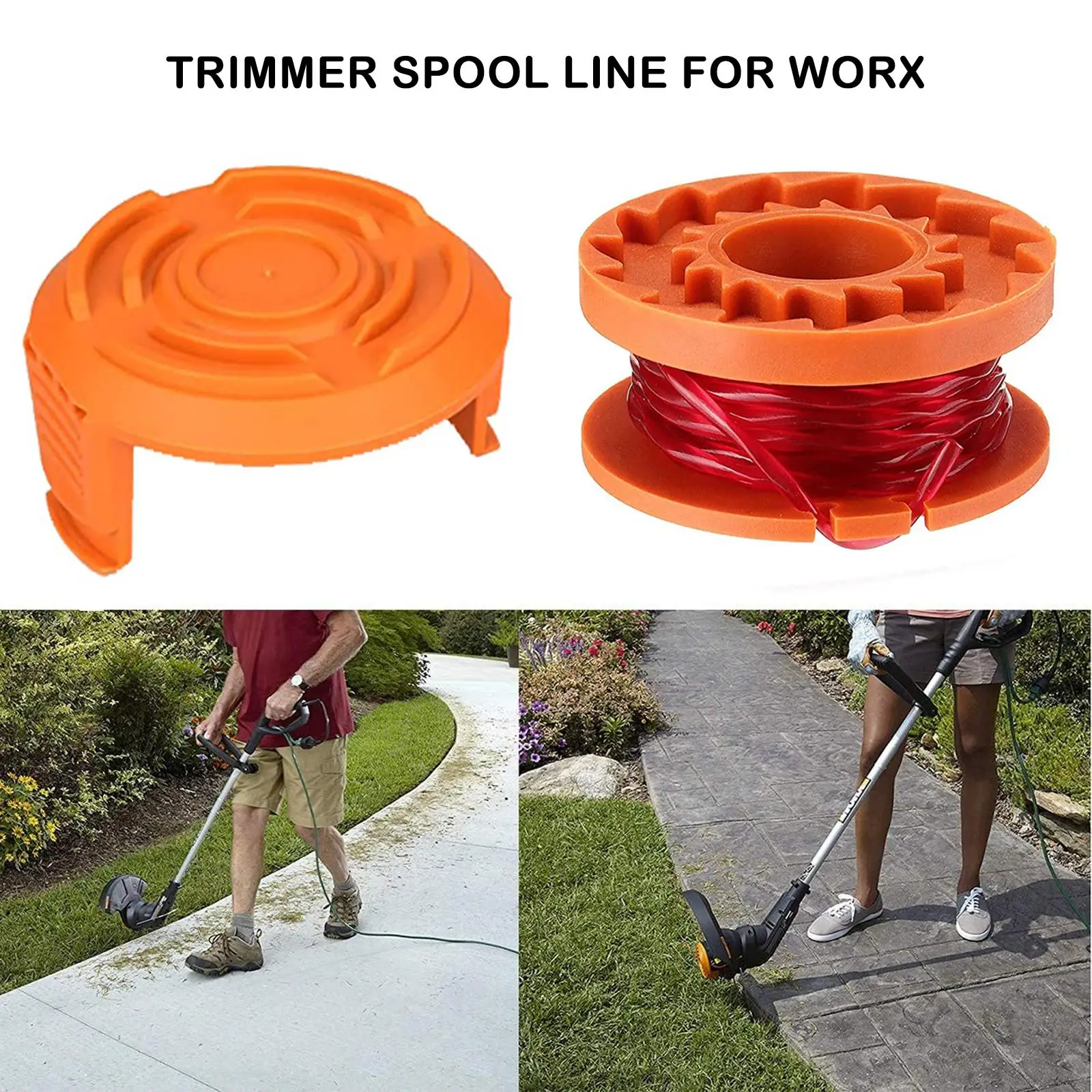 6/12/20pcs Trimmer Cap Cover For Worx Replacement Grass For Worx Weed Eater 10FT/ 3.1M Weed Eater Edger Line String ﻿