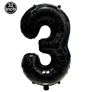 黑色大號數字氣球 32 吋 0 1 2 3 4 5 6 7 8 9 生日數字 單身派對氣球 巨型氣球 派對氣球裝飾 6 最佳銷售 3個氣球 - №2