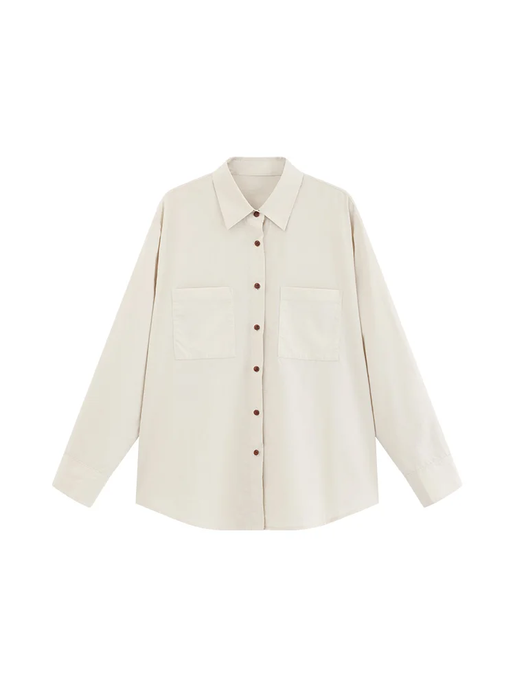 Elegant Vintage Loose Lapel Collar Shirt Top Women’s Autumn Commuter Casual Chic Long Sleeve Blouse for Layering and Daily Wear