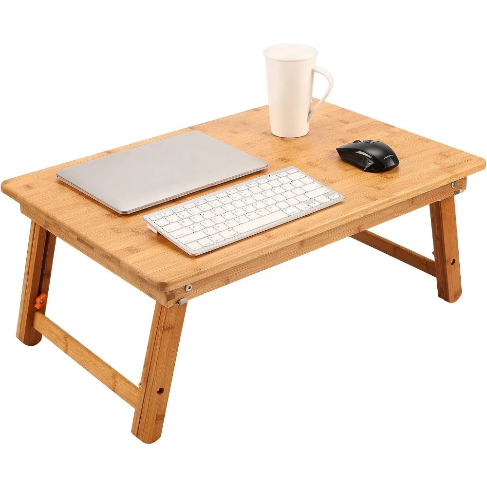 

Foldable Adjustable Bamboo Floor Desk for Laptop, Study, and Dining - Large 25.6x17.7in Surface with 4 Leg Locks