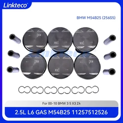 Engine part 6pcs Pistons & rings set Fit 2.5 L L6 GAS M54B25 For 00-10 2.5L BMW 3 5 X3 Z4 E46 E39 E60 11257509175 11257512526