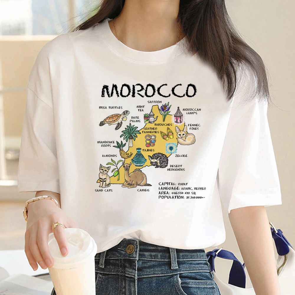 Maroc Morocco t-shirts women harajuku funny graphic Tee female manga 2000s funny clothing