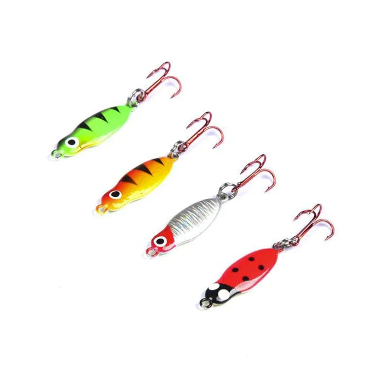 DYGYGYFZ 4pcs/set Fishing Spoons Metal Lure Leurre Hard Baits with Treble Hooks Swivels Fishing Spoon Bait Bass Fishing Tackle