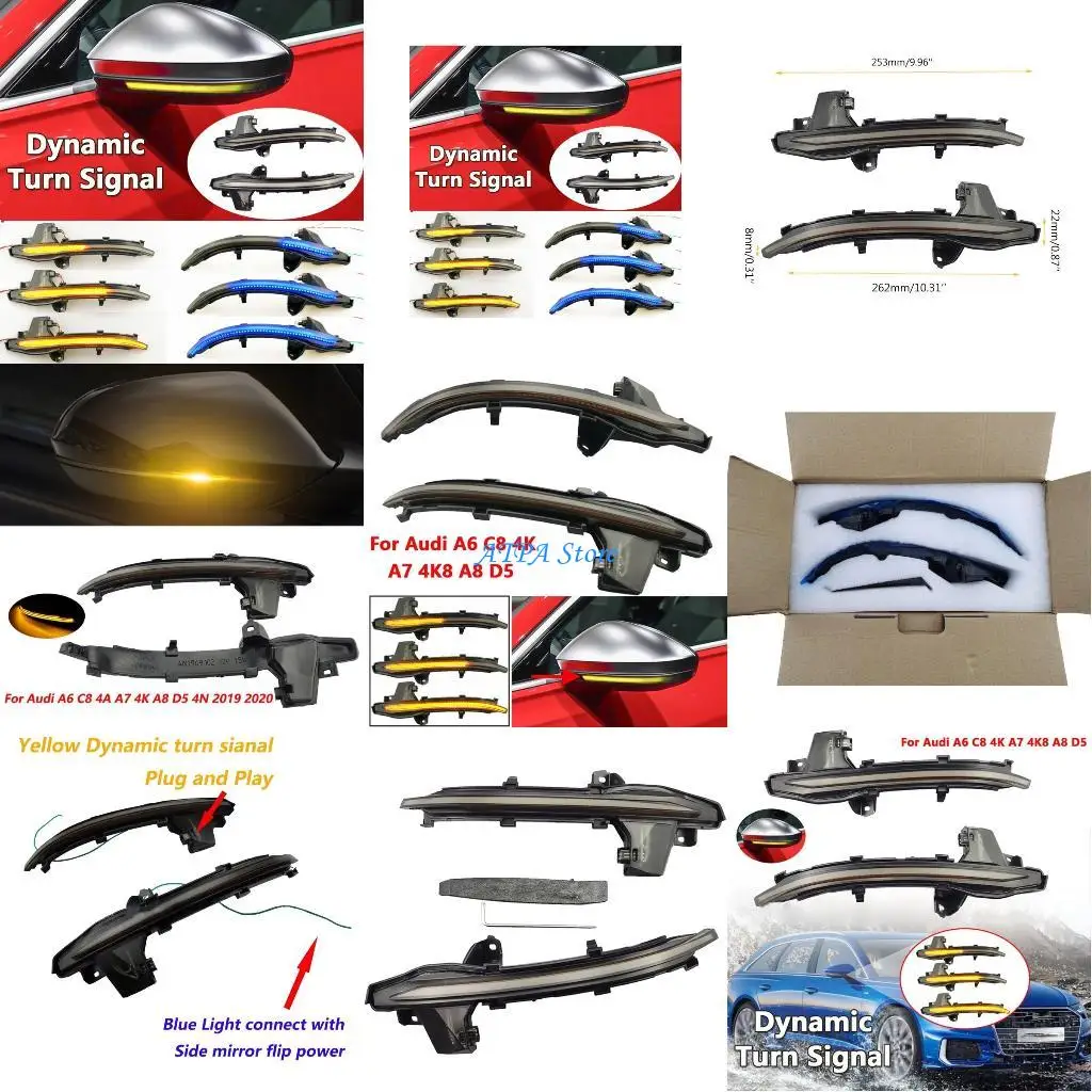 

U13C 2PCS Светодиодный динамический боковой крыло заднего вида зеркала.