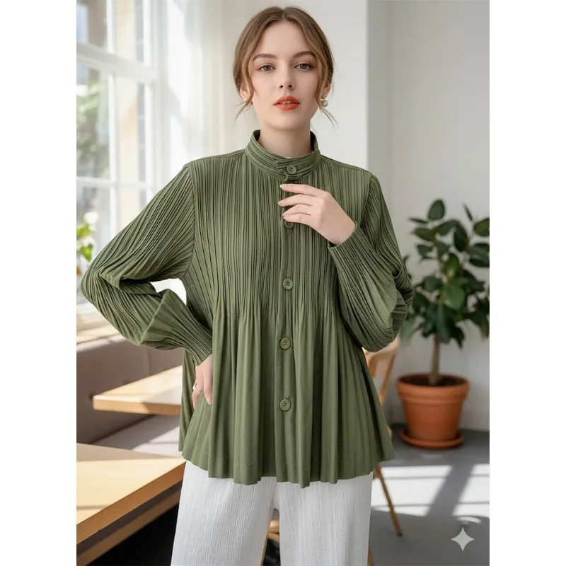 

Жакет-плиссе Miyake, женский, весна 2026, новая коллекция, укороченный, ветровка, большие размеры, свободный, тонкий, с плиссировкой, складками, топ