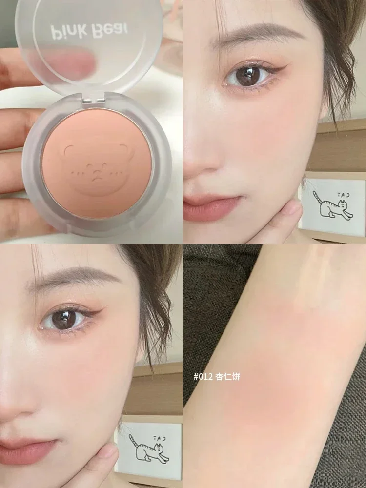 Pinkbear Blush Cream Moisturise Face Blusher Mud Palette Matte Finish Natural Cheek Tint Contour Cute Makeup Beauty Cosmetics