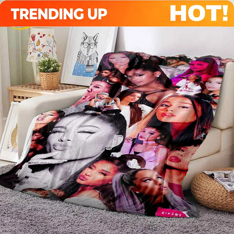 Customize 3D Ariana Grande Cat Ari Singer Soft Blankets,Keep Warm Throw Blanket Comfortable Blanket for Picnic Beds Sofa Home Be