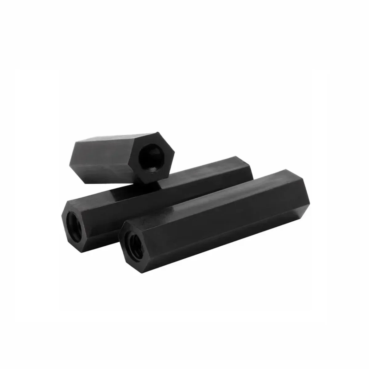 Black Double Headed Through-Hole Hexagonal Nylon Column Flat Head Plastic PC Board Isolation Nut Column M2M2.5M3M4