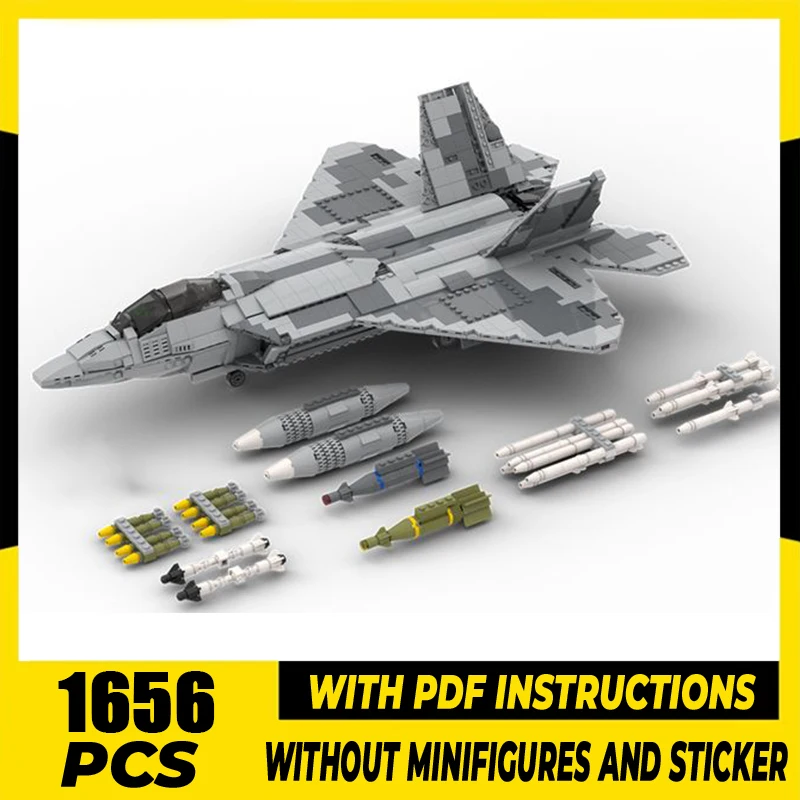 Military Series Moc Building Bricks Raptor Fighter Model Technology Modular Aircraft Blocks DIY Set Assembly Christmas Gift