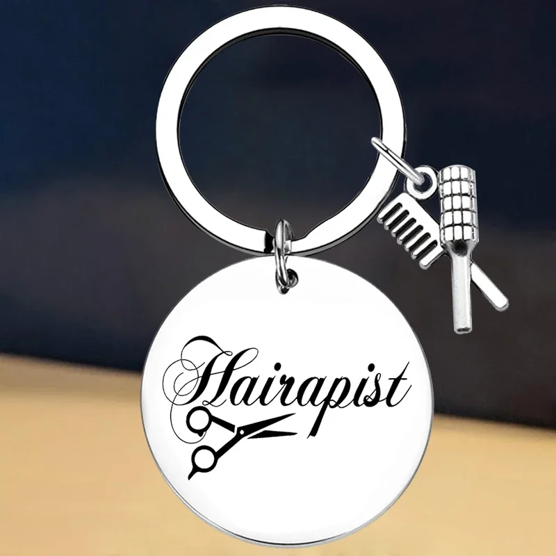 New Hairapist Gift Keychain Hairdresser Stylist Barber Beautician Gift Key Rings