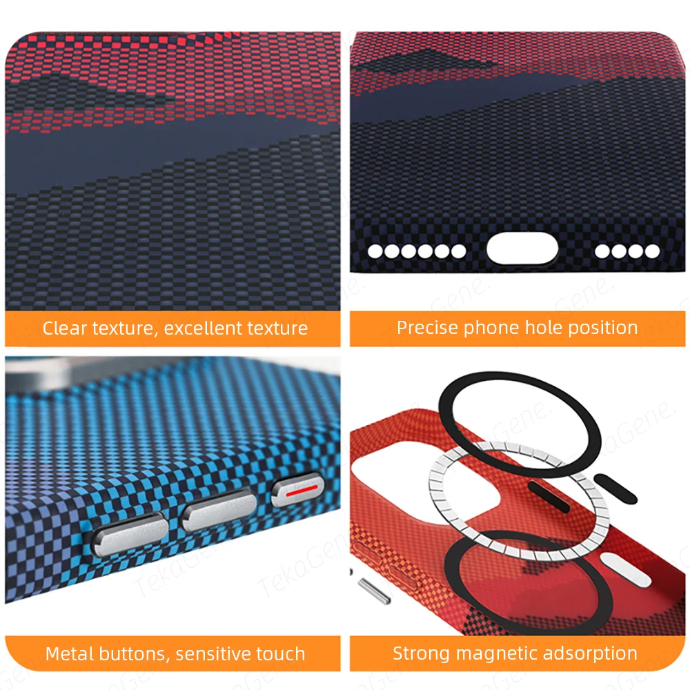 Phone Case Holder Wireless Magnetic Charging Case Lens Protection Bracket For iPhone 15 Pro Max Plus For Kevlar Fiber weaving