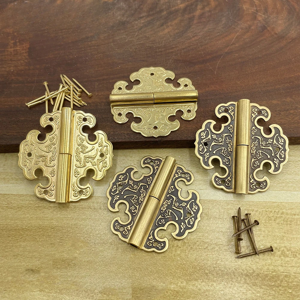 2 pcs Brass Classical Removable Hinges Antique Furniture Hinges Wood Cabinet Doors Box Hinges Mahogany Antique Hinge Hardware