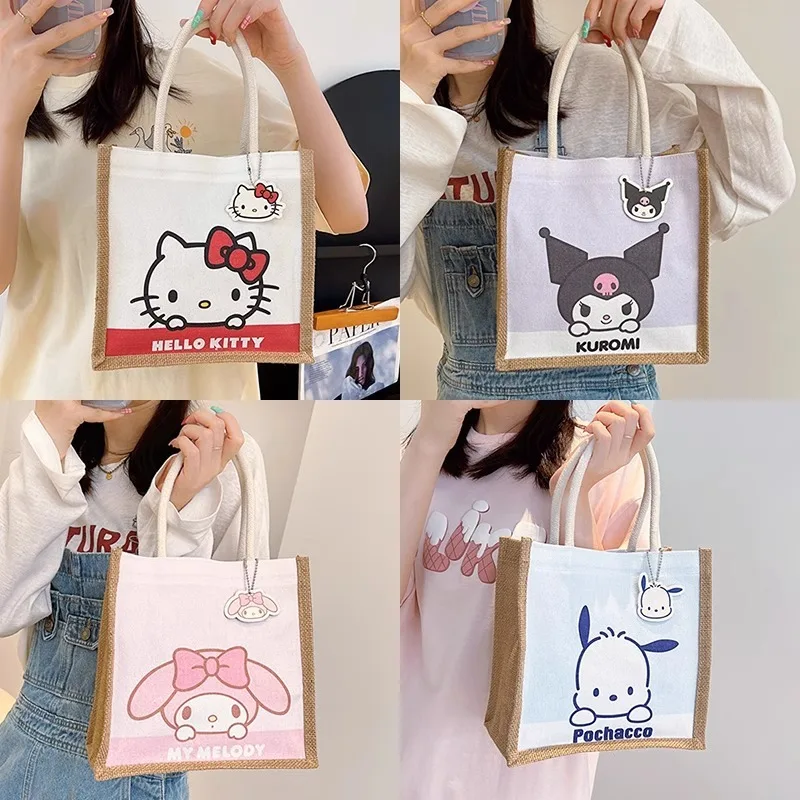 Sanrio Cute Cartoon Kuromi Handbag Large Capacity My Melody Girls Handbag Women Portable Joker Lightweight Fashion Storage Bag