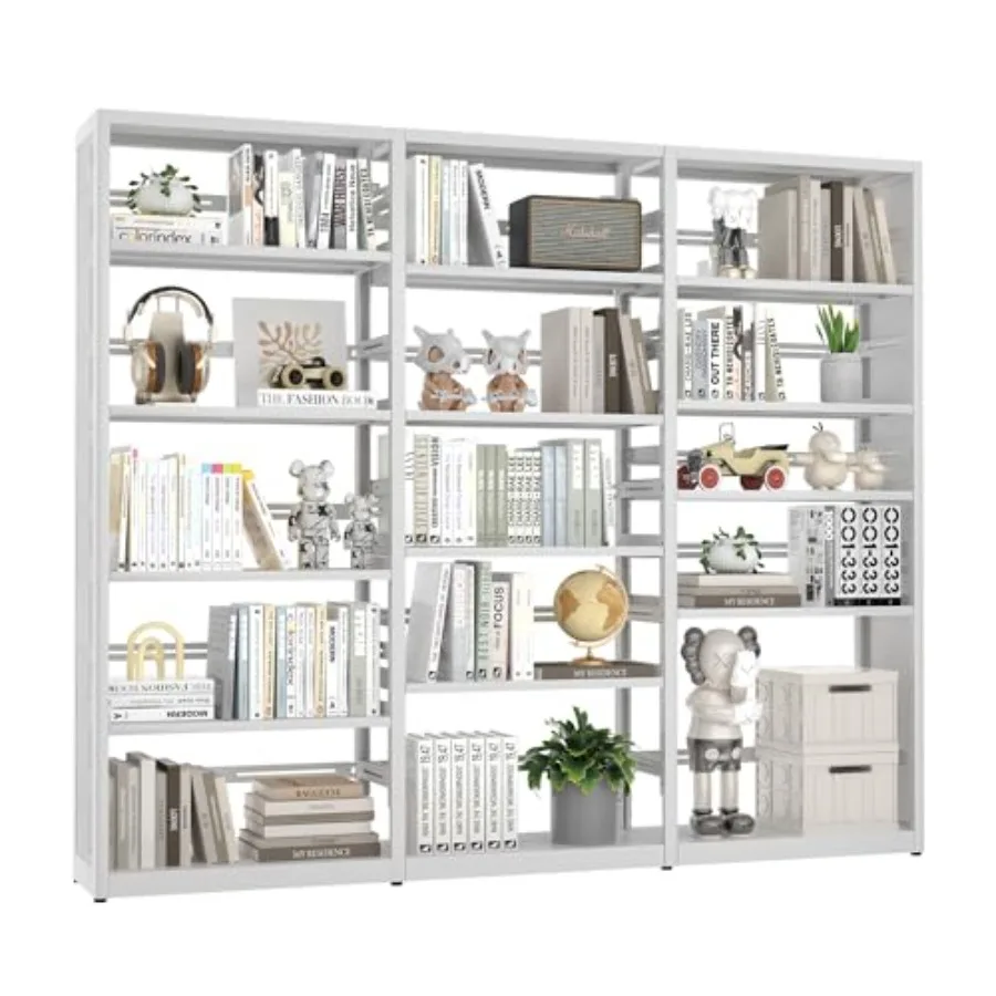 

Металлическая 5-ярусная книжная полка для библиотеки, сверхпрочная, с открытыми полками и местом для хранения, шириной 80 дюймов, большие книжные шкафы для офиса