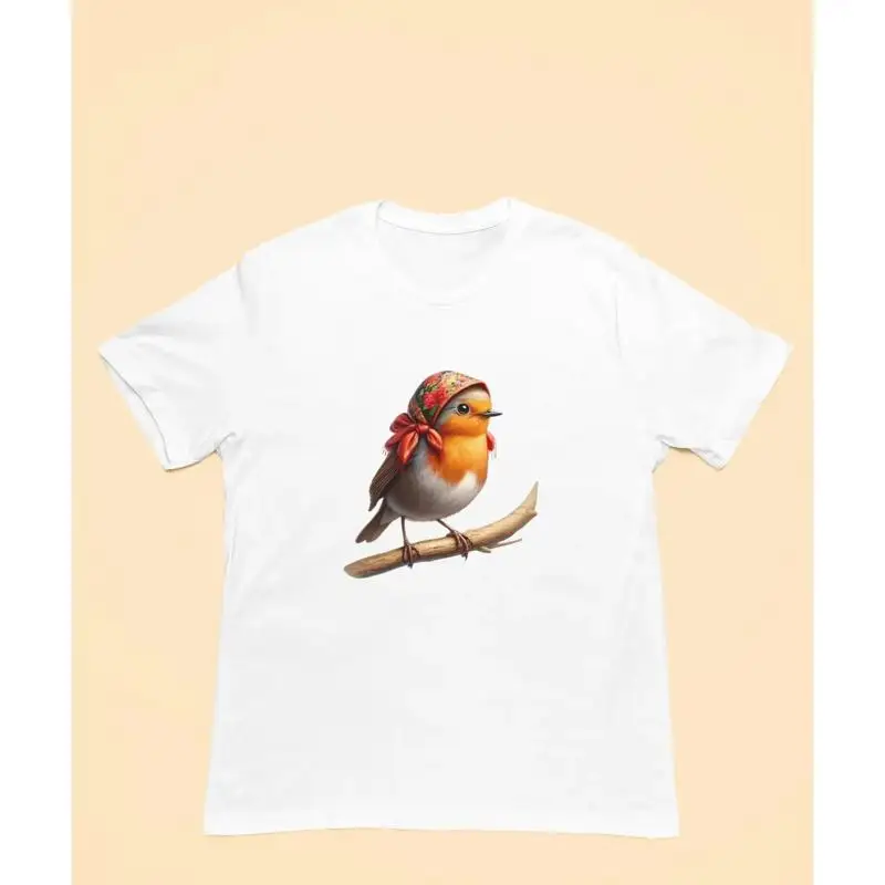 Robin Babushka Bird Jersey T Shirt for Lovers Birders and Watchers