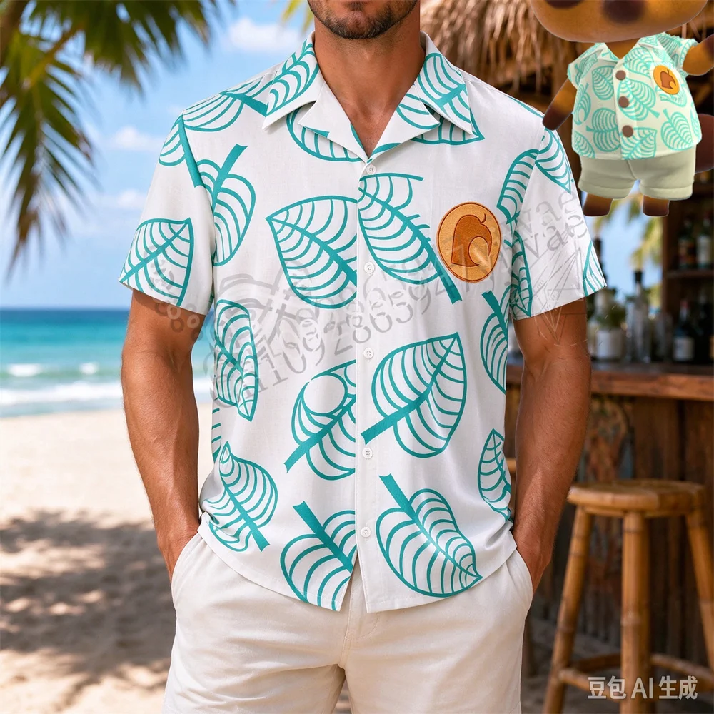 Animal Electronic Game Virtual Character Tom Tanuki Inspired Short Sleeve Hawaiian Shirt Cosplay Top Summer Men Women T-shirts