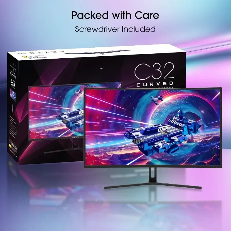 شاشة ألعاب منحنية 32 بوصة محرك الأقراص يصل إلى 240 هرتز DisplayPort 165 هرتز 144 هرتز FreeSync مكبرات صوت مدمجة، آلة