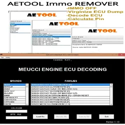 Logiciel Immo Meucci V3.1 + AETOOL IMMO REMOVER V1.3 SoftWare Reset Unlock Remove Turn OFF Immo CODE  ECU Dump Calculate PIN