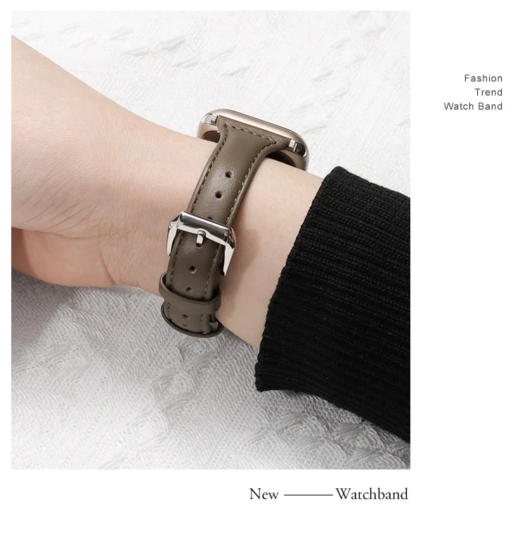 Slim Leather Band For Apple Watch Strap 44mm 40mm 41/38mm 49mm Bracelet apple watch bands 8 45mm Ultra 9 7 se 3 4 6 10 46mm/42mm