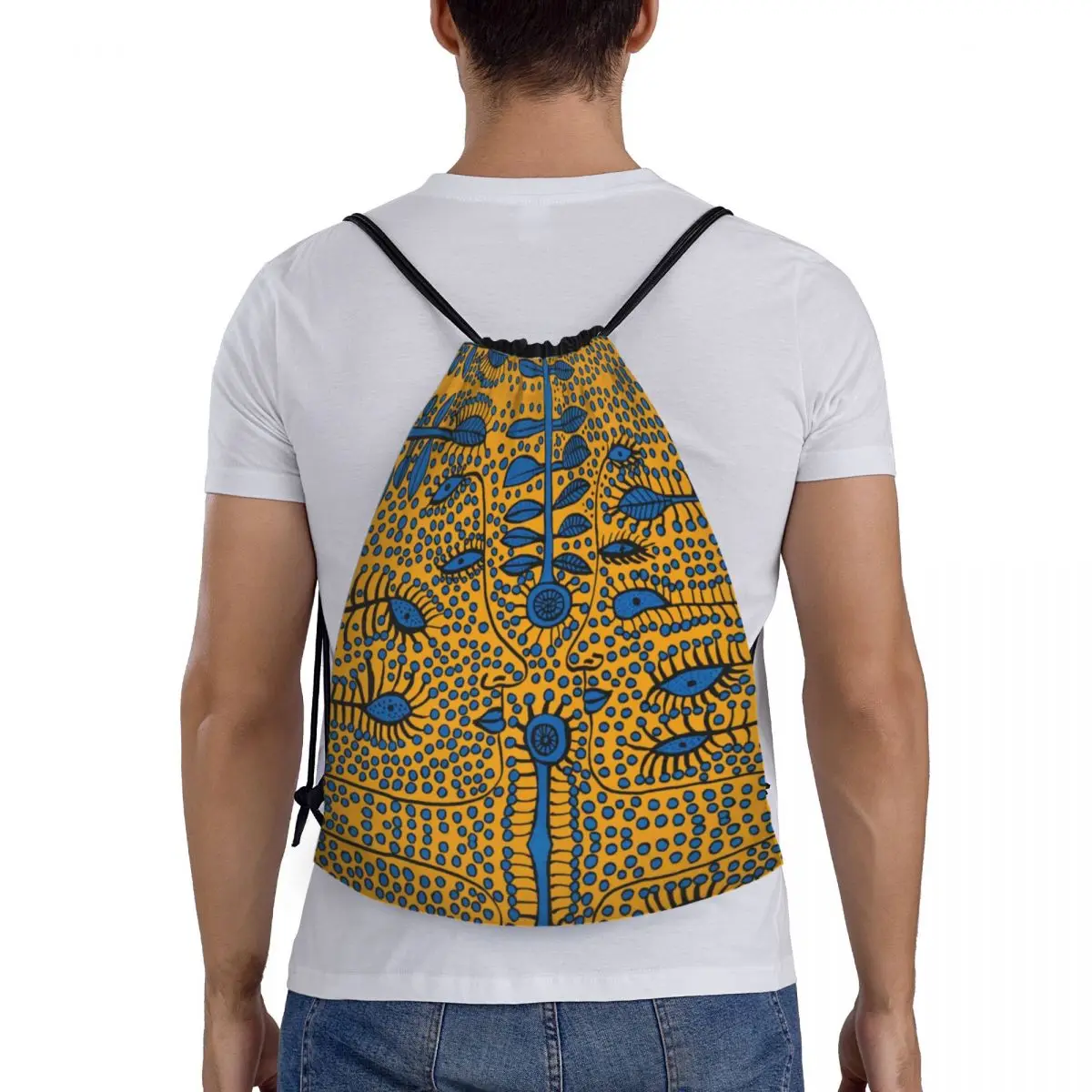 Yayoi Kusama Drawstring Mochila, Sports Gym Bag para homens e mulheres, pintura abstrata, compras