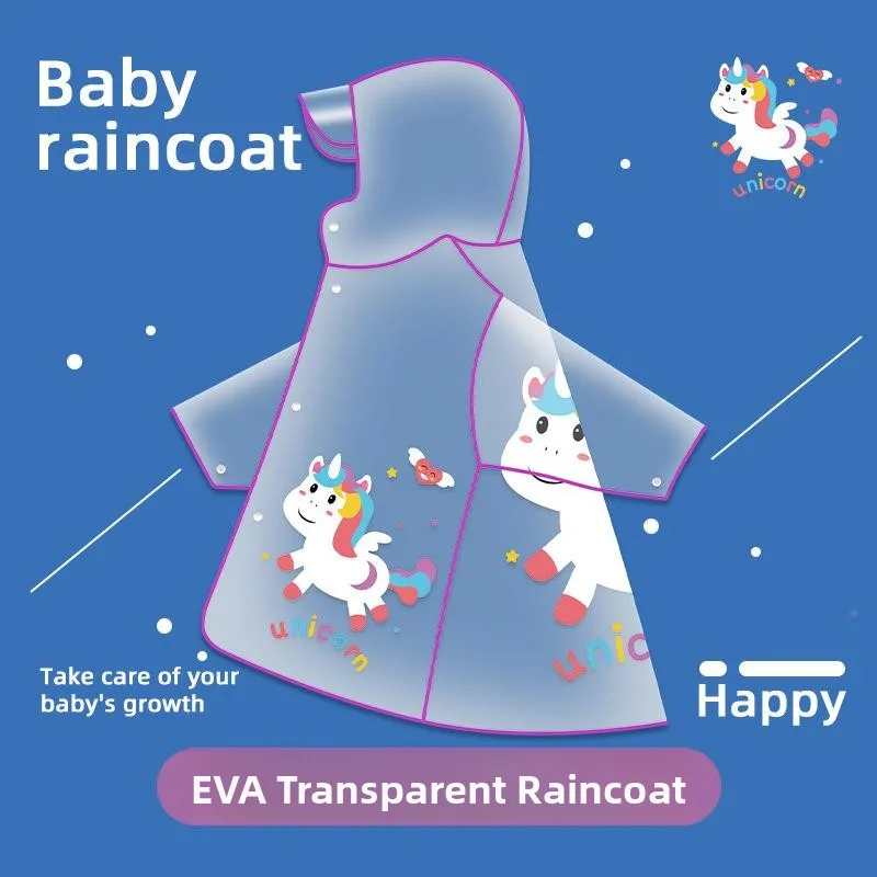 

Children's Long Raincoat Cartoon Design Breathable Waterproof School Bag in One Kids Raincoat for Kindergarten Hiking