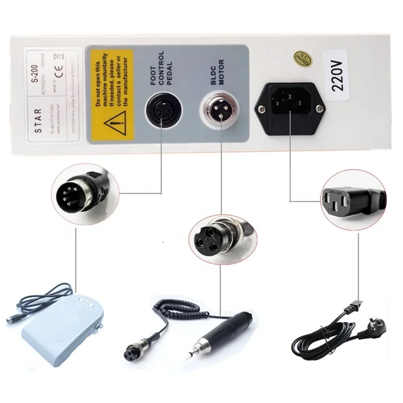 Dentalss Lab Equipment Micromotore senza spazzole Micromotore ad alta velocità da 60000 giri/min con manipolo con controllo del ginocchio/attrezzatura orale