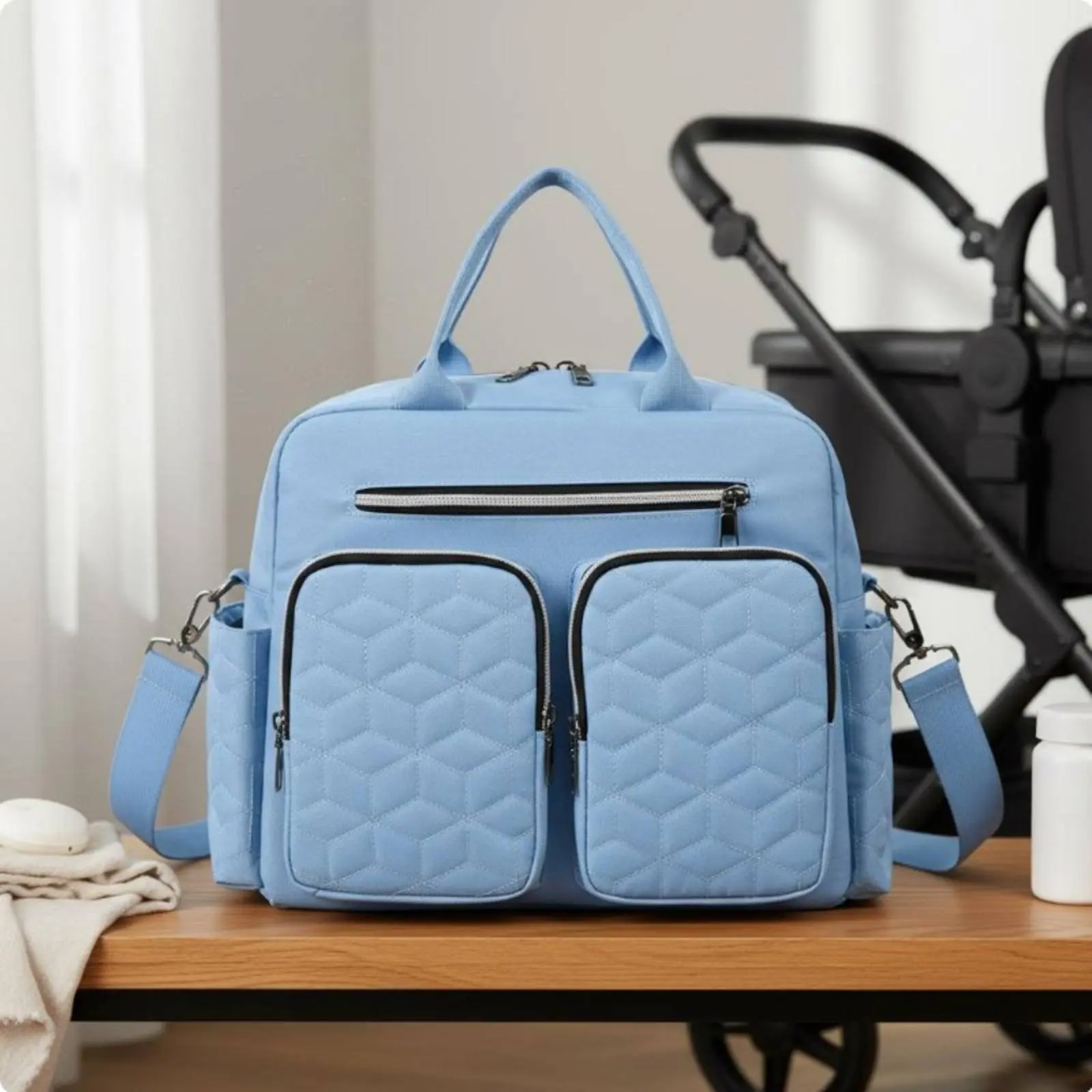 

Wet Dry Separation Mommy Bag Wear-Resistant Material Large Capacity Mommy Bag Lightweight Waterproof for Travel, Outdoor Outings