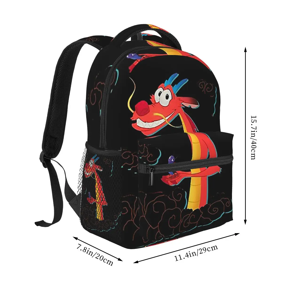 Mushu From Mulan Backpacks Boys Girls Bookbag Students School Bags Cartoon Travel Rucksack Shoulder Bag Large Capacity