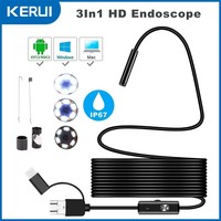 7MM Android Endoscope Camera 3 IN1 Micro USB Type C Borescope Mini Camera Waterproof LED Car Inspection For HUAWEI XIAOMI PC