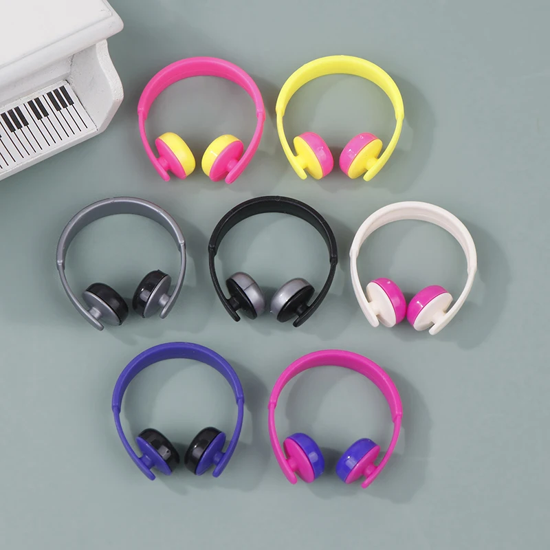 5pcs Mini Headphones Model DIY Sunglasses Straw Hat Scarf Jewelry Accessories Decoration Kids Play Pretend Toys Gifts