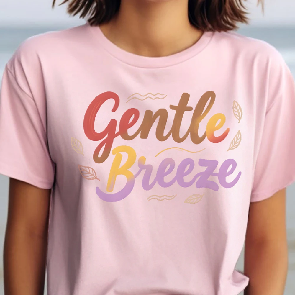 

Y2K Women‘s Clothes Cotton Casual T-Shirt Crew Neck Graphic Tees Street Wear Colorful Cute Cartoon Letters Gentle Breeze