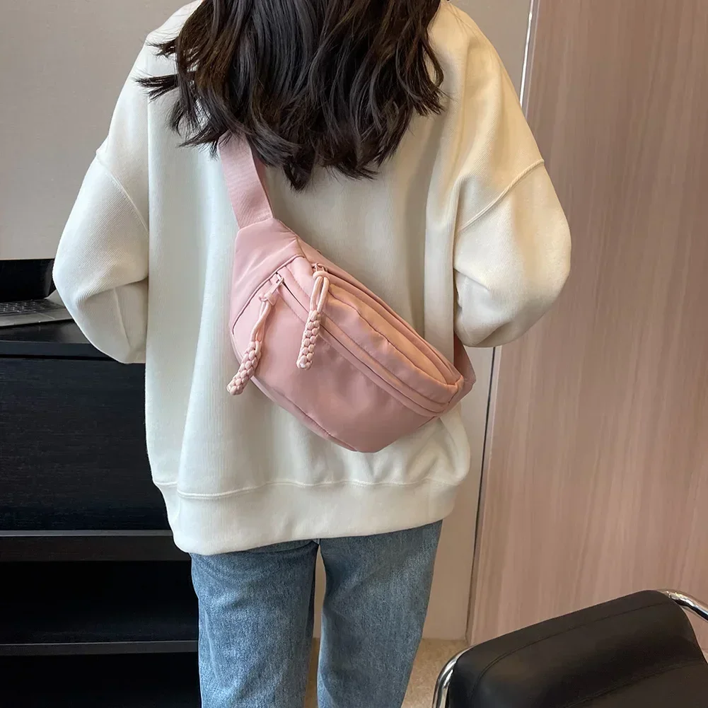 Canvas Running Waist Casual Fanny Packs Sport Chest Bag Banana bag for Women Sling Crossbody Waist Pack Half Moon Belt Bag