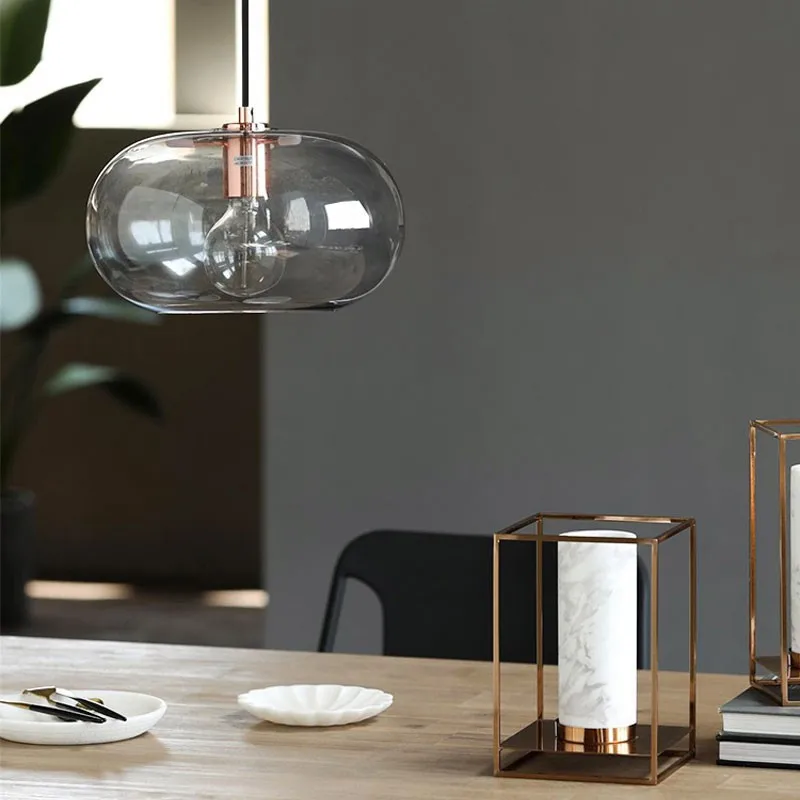 Nordic Restaurant Pendant Light Minimalist and Creative  Decoration Art Bar Counter  Designer Glass Lampshade Lighting Fixture