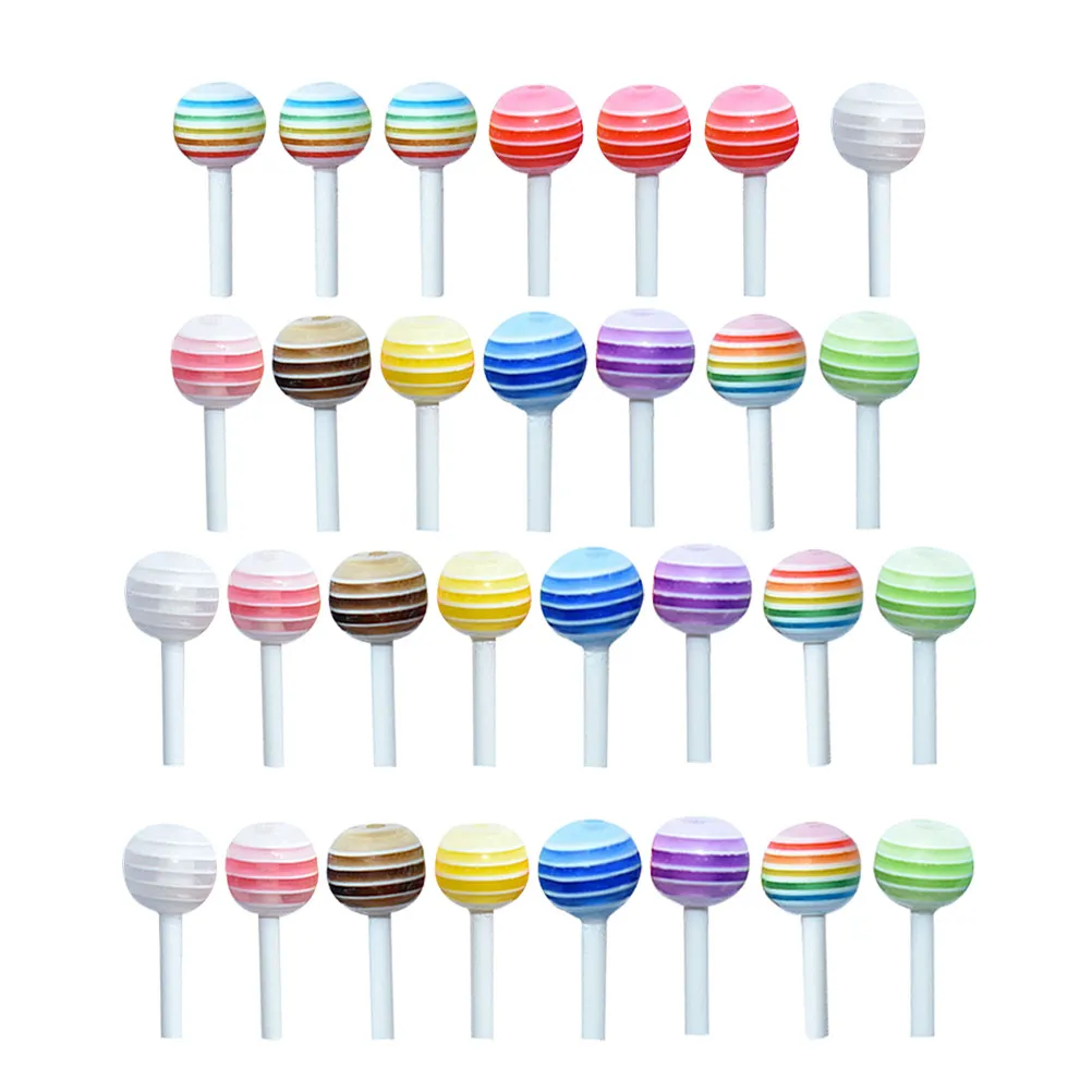 30Pcs Simulated Lollipops Colorful Miniature Lollipop Decorations for Mini House Supplies Bright Realistic Lollipop Adornments