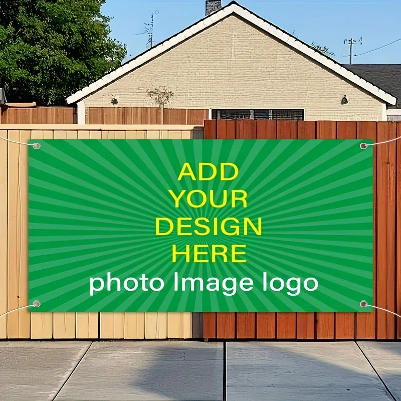 Bandera de camping al aire libre personalizada, imagen personalizada con coloración ajustada, agujeros en las esquinas para una