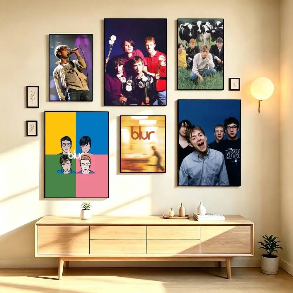 B-Blur Rock Band Poster Waterproof Wall Art Sticker For Bar Living Room Vintage Decor High Quality Print Gift