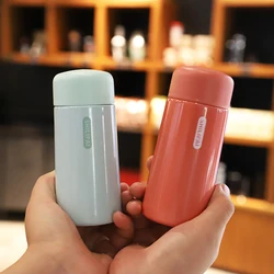 1Pc 150ml Mini Cute Stainless Steel Thermos Cup Ultra Compact Portable Leak Proof Male and Female Student Fashion Water Cup