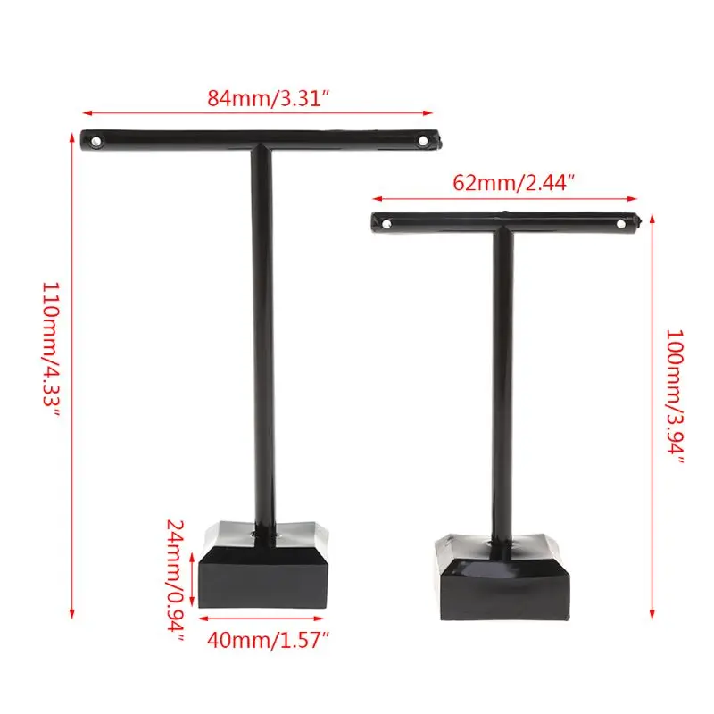 652F 2Pcs Acrylic Earrings Stand Holder T-Shape Ear Studs Display Rack Jewelry Black Closet Retail Store Display