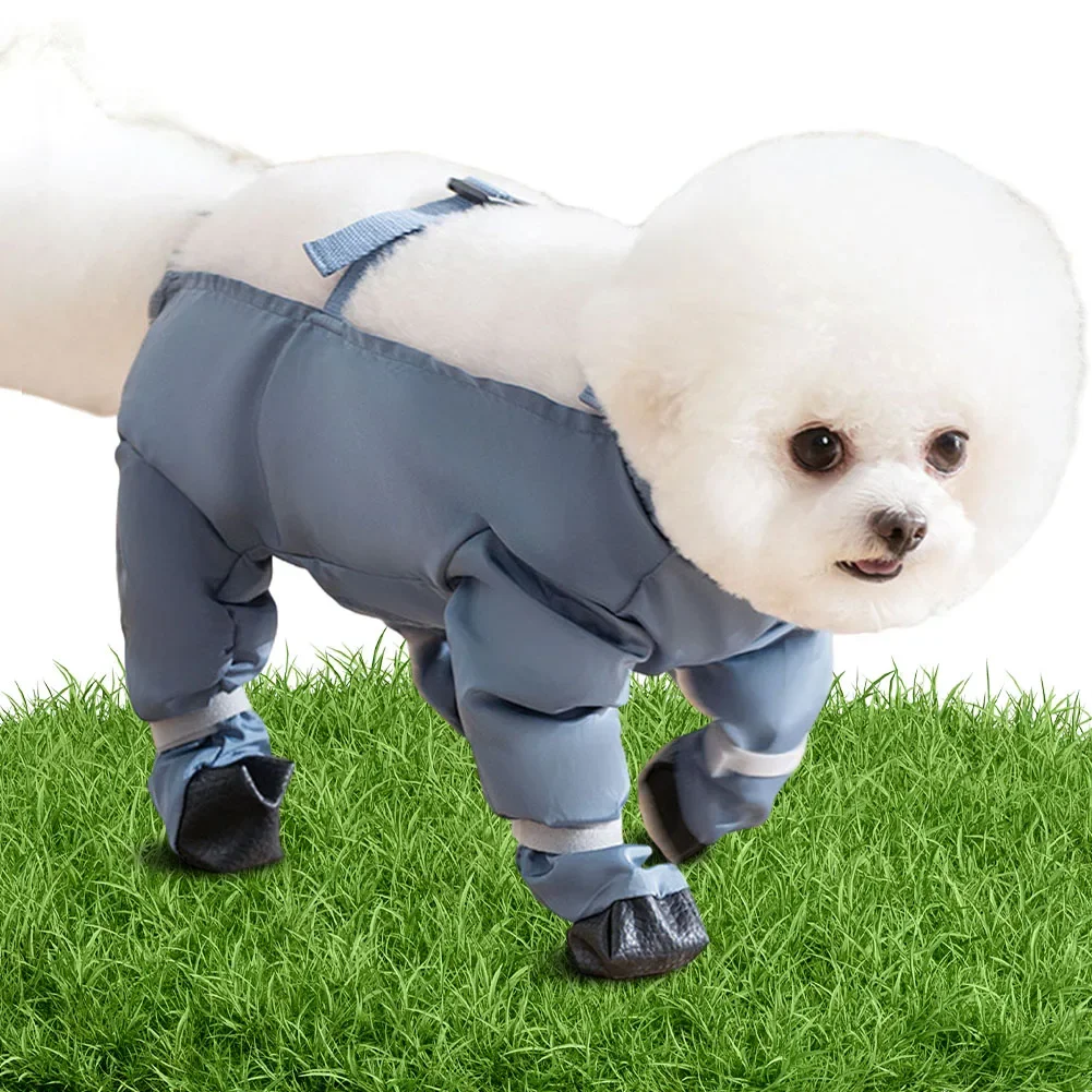 

Водонепроницаемые защитные ботинки-комбинезон для собак с шлейкой, грязеотталкивающие, противоскользящие, для щенков и маленьких собак