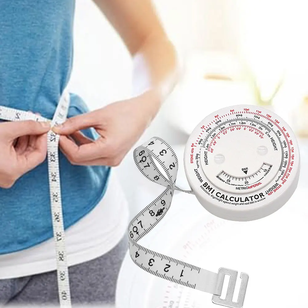 Body Measurement Tape 150cm with Retractable BMI Calculator and Locking Feature for Measuring Waist Chest Hip Thigh and Calf