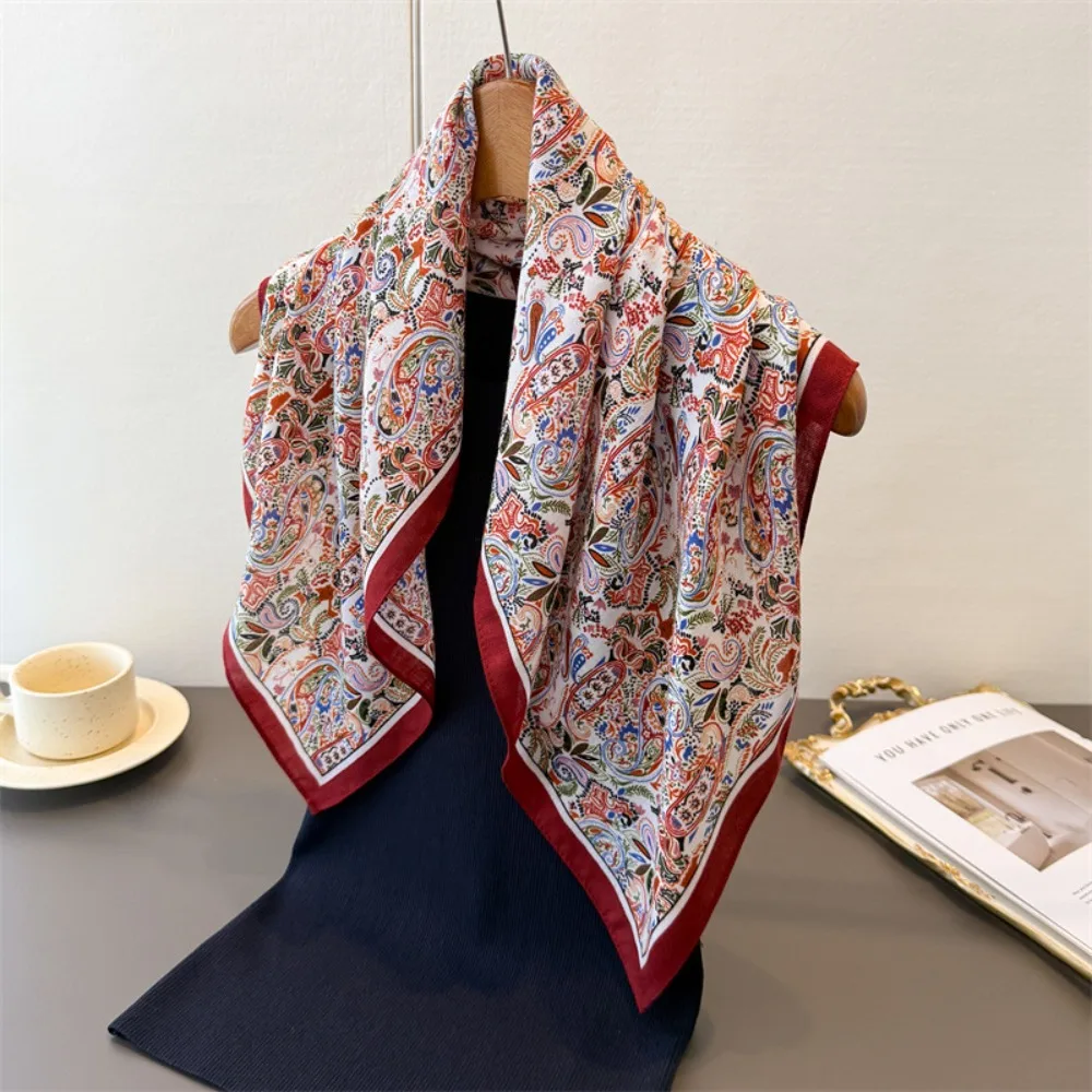 New 65*65cm Square Scarfs Warm Breathable Headscarf Lightweight Soft Cotton Bandana Wraps Spring Autumn