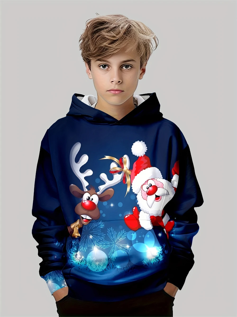 

Christmas 3D Printed Santa Claus Pattern Hoodie Children's Clothing Boys Long Sleeve Cartoon Children's Clothing Casual Outdoor