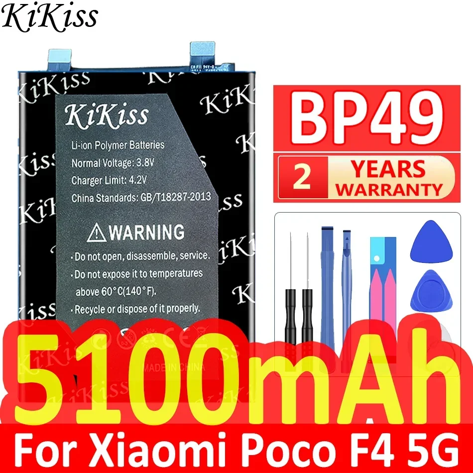 

5100mAh KiKiss Powerful Battery BP49 BP 49 For Xiaomi Poco F4 5G/For Redmi K40S Mobile Phone Batteries