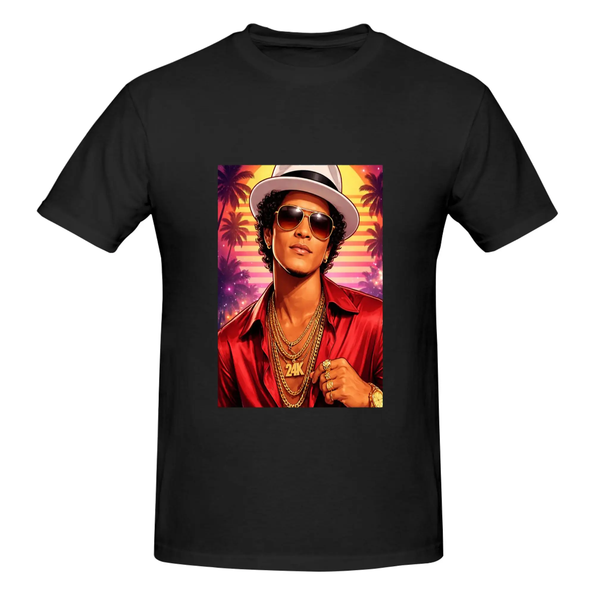 Funny Bruno Mars Inspired Groove Portrait with Timeless Soul Energy  Men's Printed T-Shirt Unisex T shirtAnime Manga