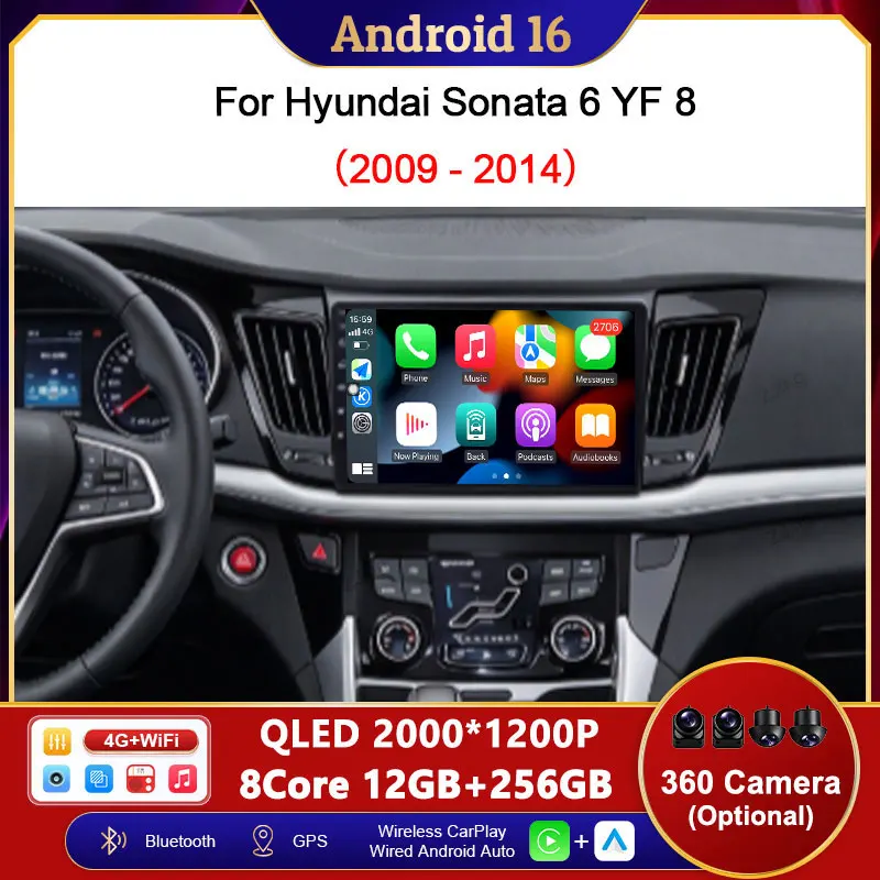For Hyundai Sonata 6 YF 8 2009 - 2014 Car Multimedia Player 9 inch Bluetooth DSP Stereo Autoradio Split Screen 4G QLED Head Unit