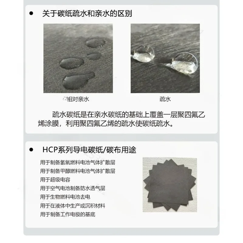 Sheet Conductive Carbon Fibre Paper Hydrophilic Hydrophobic for Experimental Research SCP010N SCP020 SCP030 210x200mm